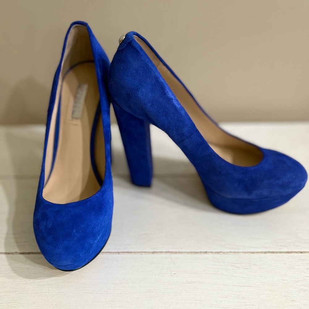 GUESS Vibrant Blue Suede Platform Heels